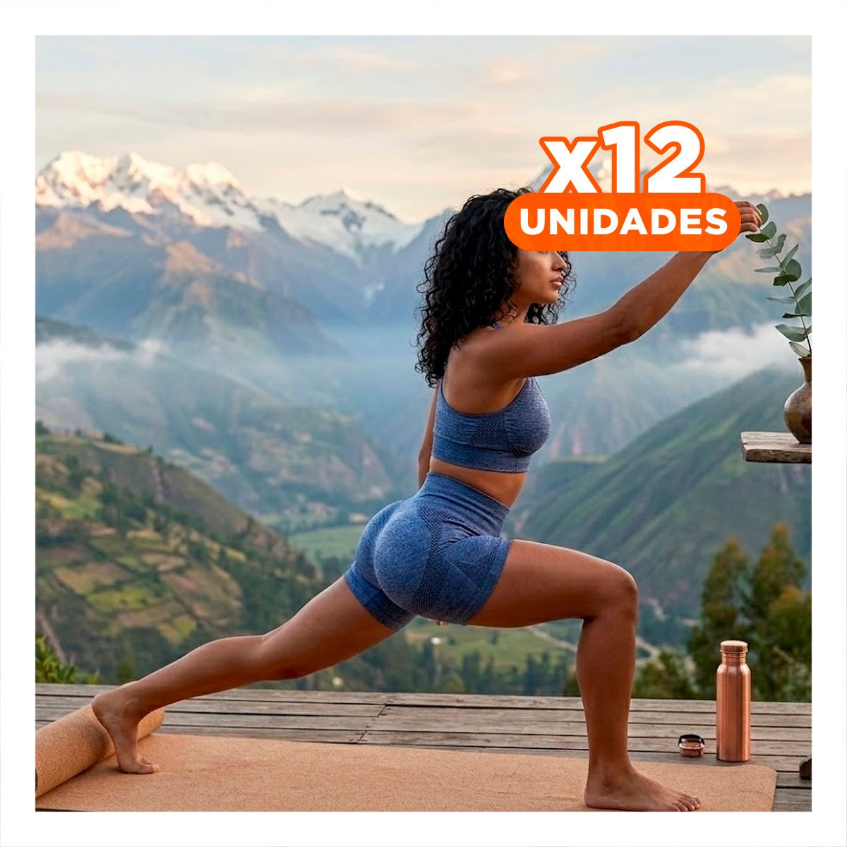 PACK12 EQUIPO RUNNING TOP Y SHORT FITNESS YOGA AZUL CON TELA FLEXIBLE - 1