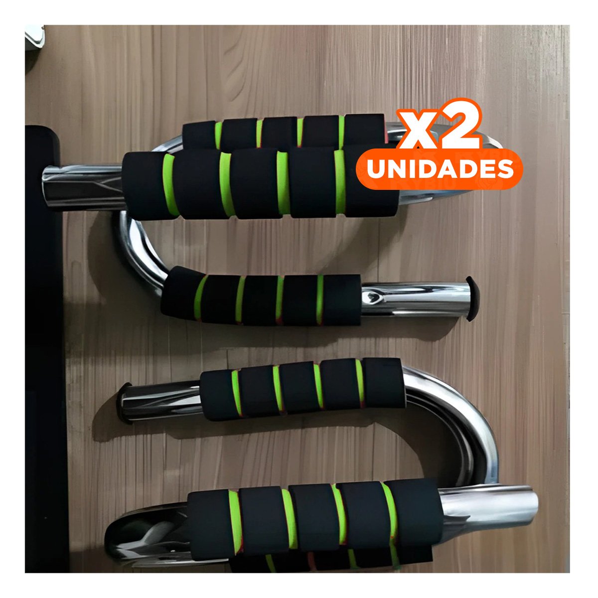PACK2 SET DEPORTIVO PUSH UP EN FORMA DE S VERDE CON SOPORTE REFORZADO Y+REGALO STICKER - 1