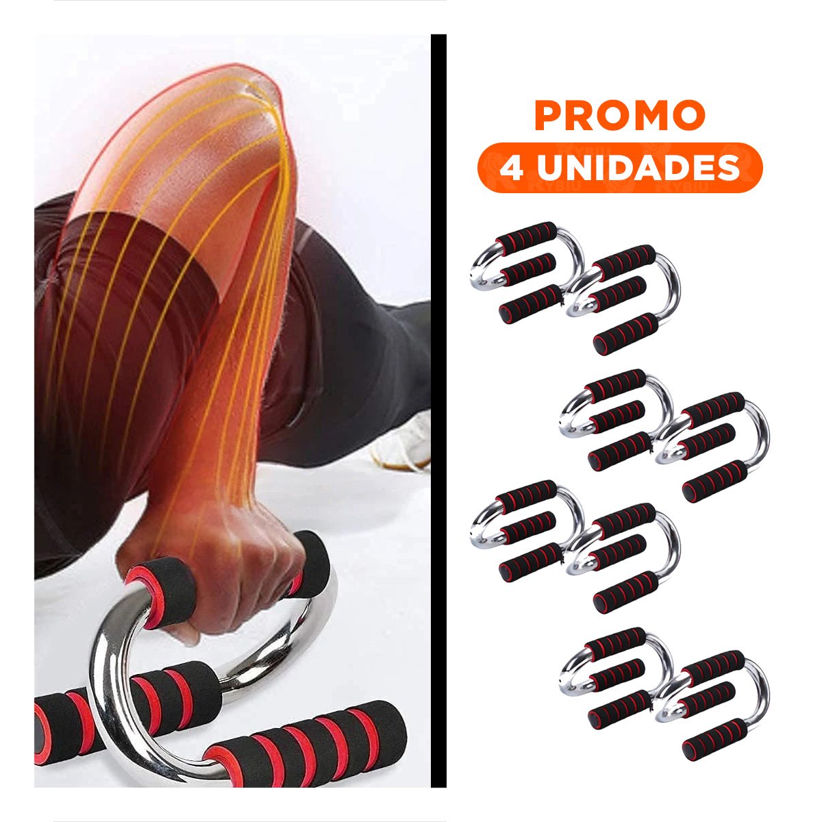 PACK4 DISPOSITIVO PARA FLEXIONES EN FORMA DE S ROJO CON AGARRE COMODO Y+REGALO STICKER - 1