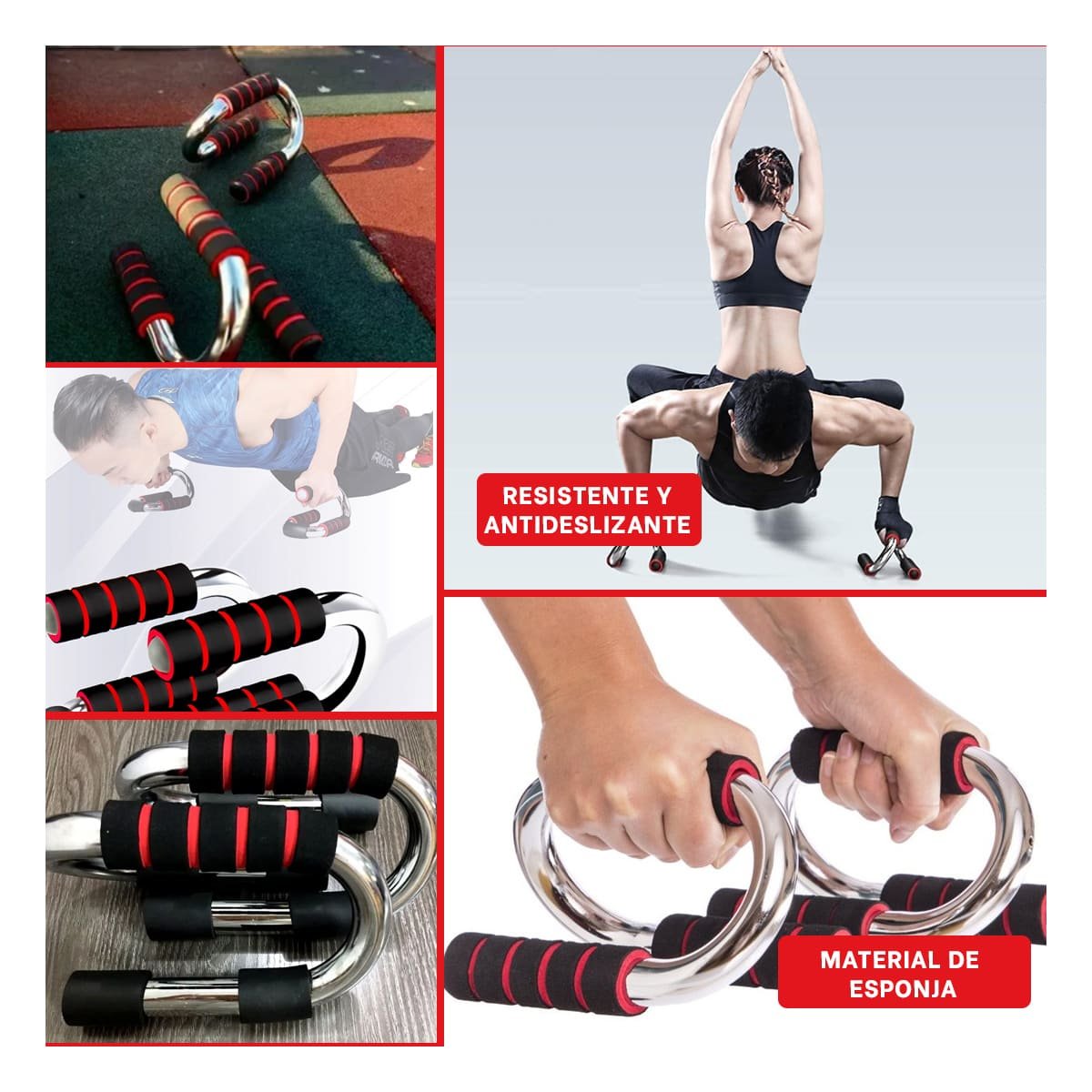 PACK4 DISPOSITIVO PARA FLEXIONES EN FORMA DE S ROJO CON AGARRE COMODO Y+REGALO STICKER - 2