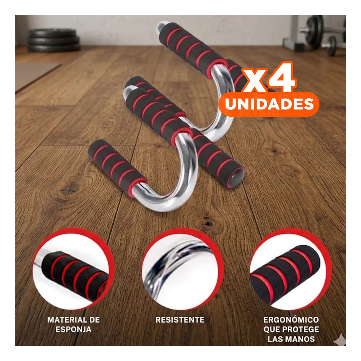 PACK4 IMPLEMENTO FITNESS EN FORMA DE S ROJO PARA MAYOR RENDIMIENTO - 1