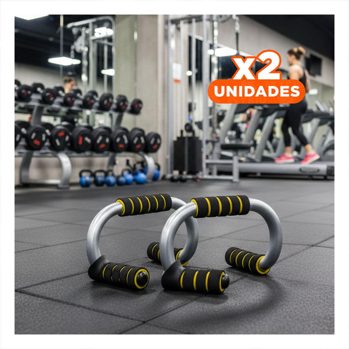 PACK2 SET DEPORTIVO PUSH UP EN FORMA DE S AMARILLO CON SOPORTE REFORZADO Y+REGALO STICKER - 1