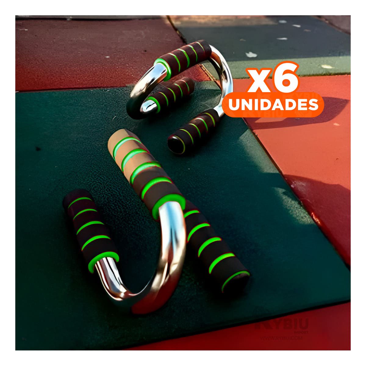 PACK6 PLATAFORMA ACTIVA PUSH UP EN FORMA DE S VERDE CON AGARRE COMODO Y+REGALO STICKER - 1