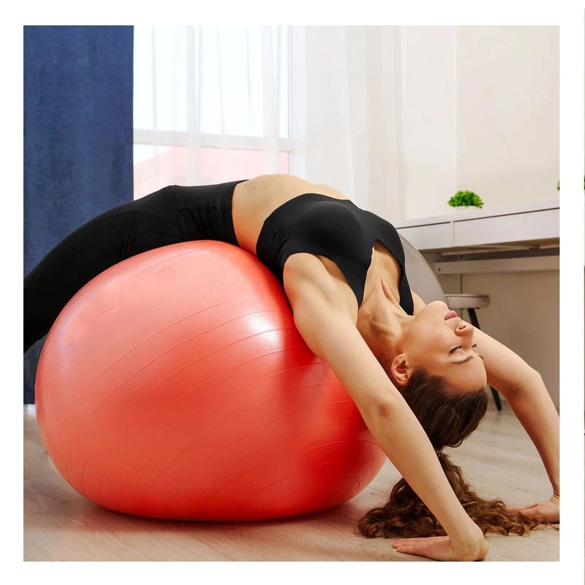 ESFERA DE YOGA 75CM ROJO PROFESIONAL PARA EQUILIBRIO Y+PAPEL REGALO - 2
