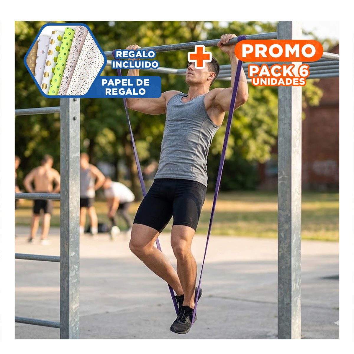 PACK6 EQUIPO DE RESISTENCIA MORADA 16 A 39KG PARA ENTRENAMIENTO FUNCIONAL Y+PAPEL REGALO - 1