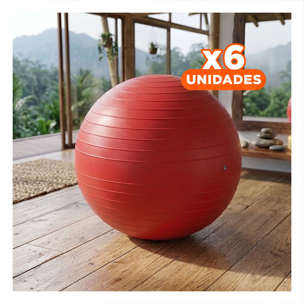 PACK6 CIRCULO DE PILATES 75CM ROJO REFORZADO PARA CORE Y+REGALO STICKER - 1