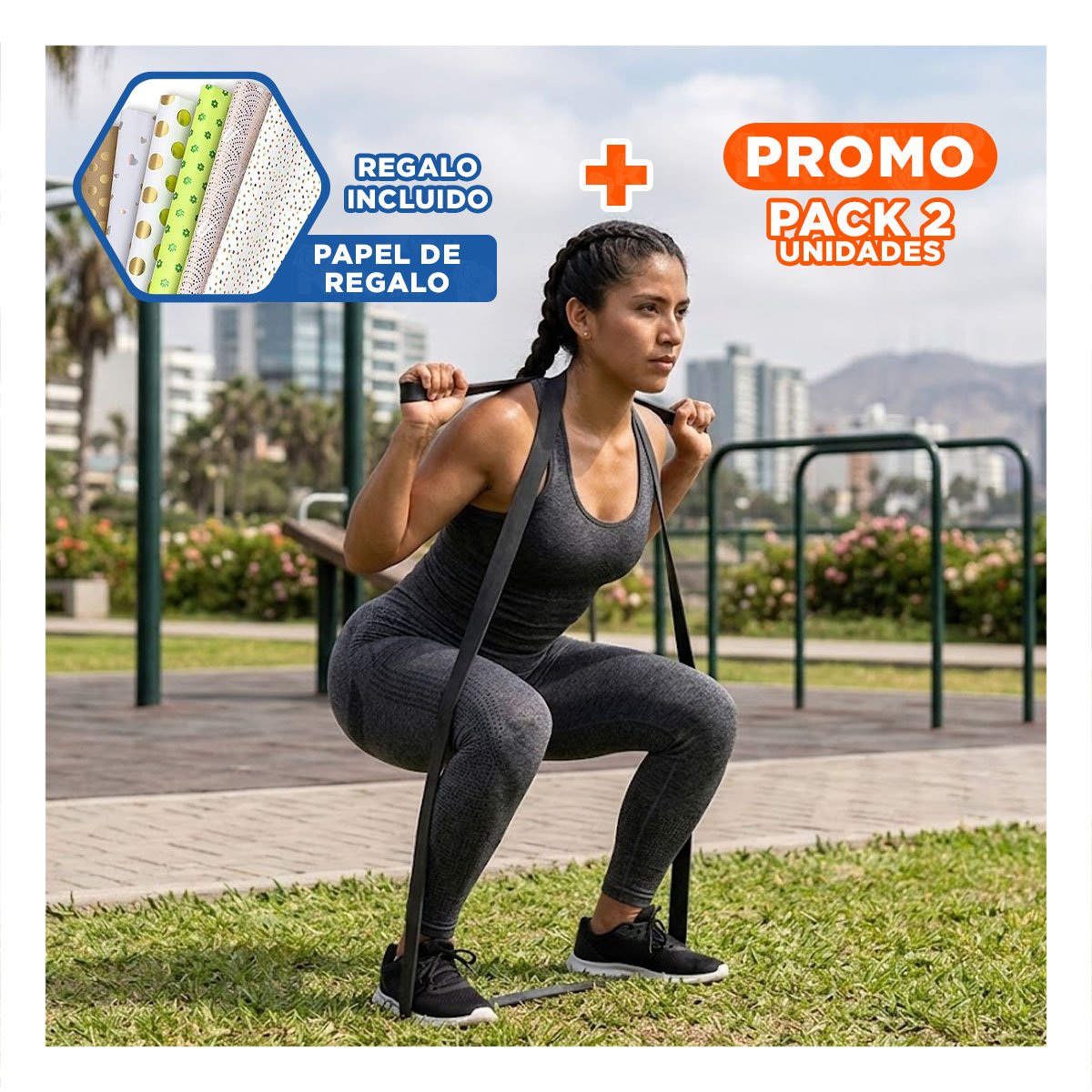 PACK2 TIRA DE RESISTENCIA NEGRA 11 A 29KG PARA CALISTENIA Y+PAPEL REGALO - 1