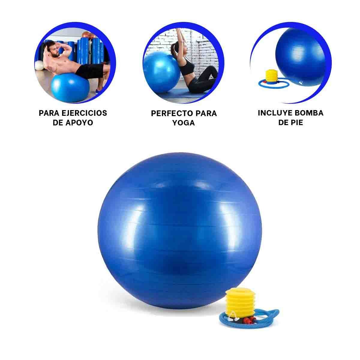 PELOTA PILATES AZUL COMODA Y ESTABLE CON MATERIAL SEGURO PARA ACTIVIDAD EN CASA - 3