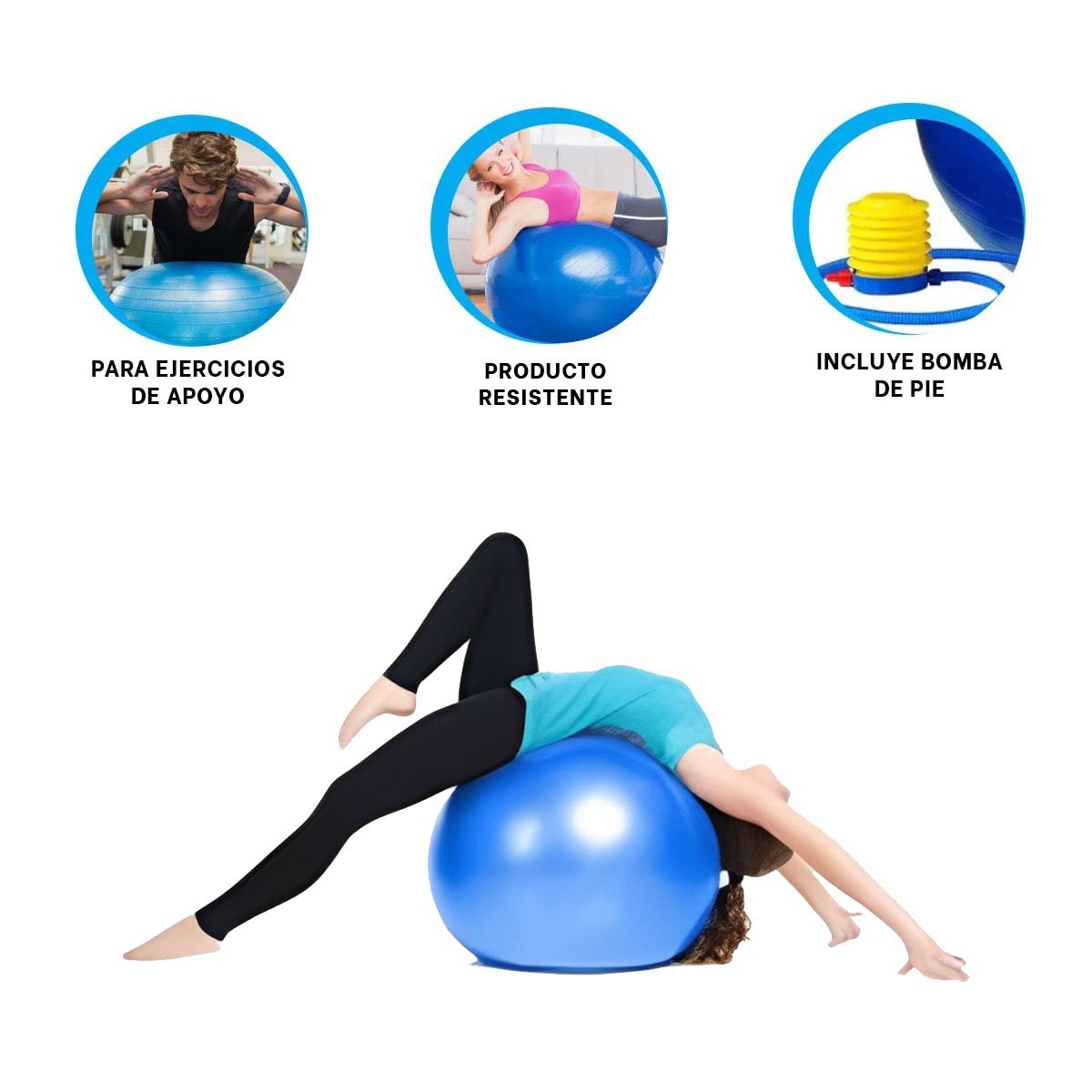 PELOTA PILATES MULTIFUNCIONAL CON SOPORTE Y RESISTENTE PARA ENTRENAMIENTO - 3