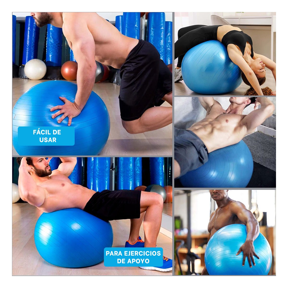 PELOTA PILATES MULTIFUNCIONAL CON SOPORTE Y RESISTENTE PARA ENTRENAMIENTO - 5