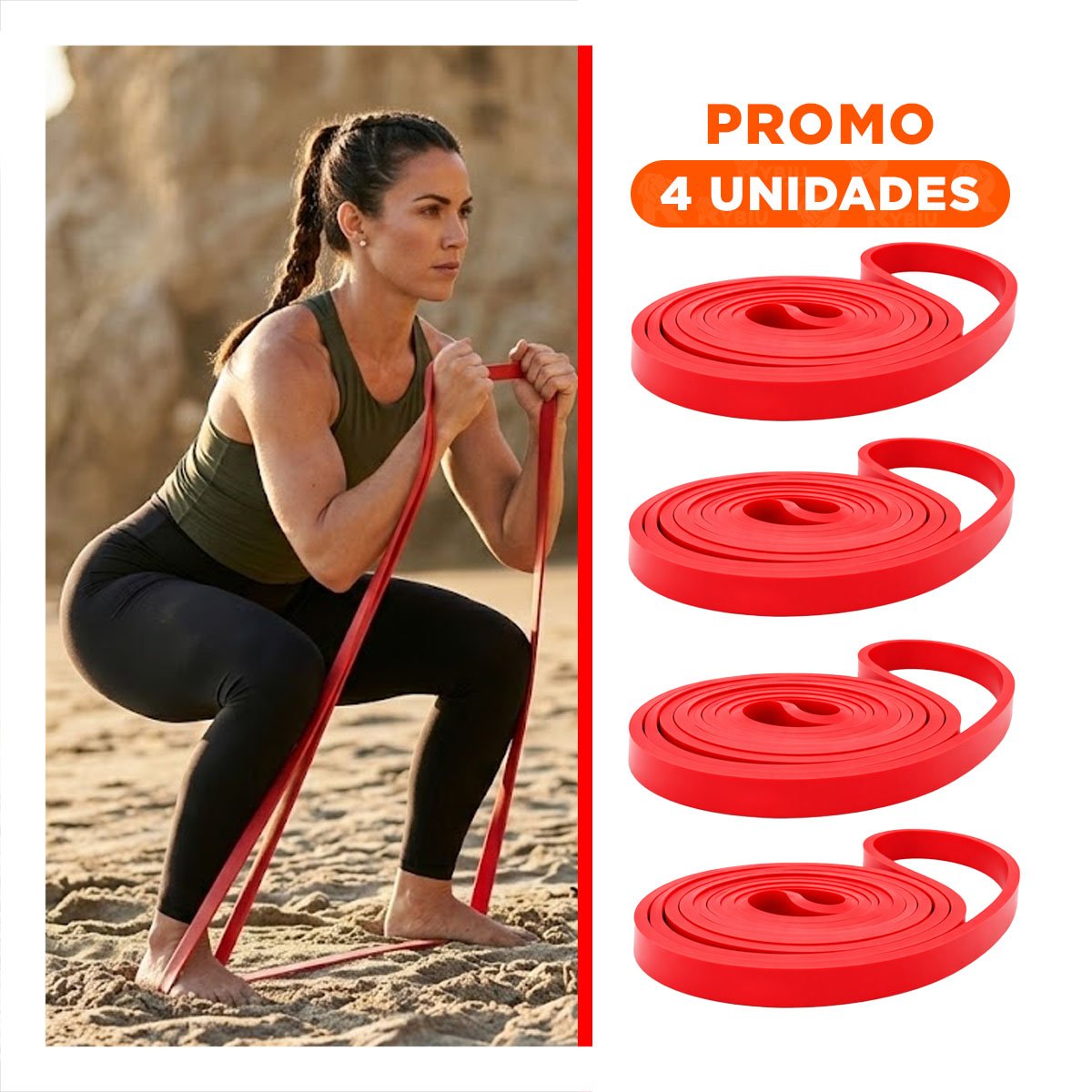 PACK4 EQUIPO DE RESISTENCIA ROJA 7 A 16KG PARA ENTRENAMIENTO FUNCIONAL Y+REGALO STICKER - 1