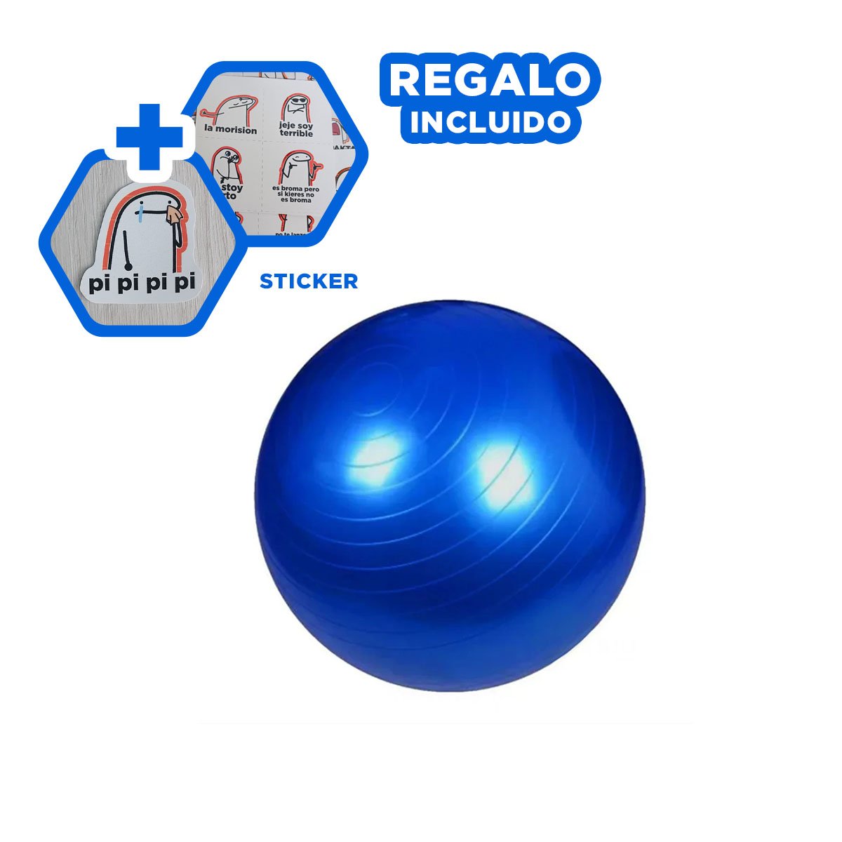ESFERA DE ENTRENAMIENTO 75CM AZUL REFORZADA PARA CORE Y+REGALO STICKER - 1