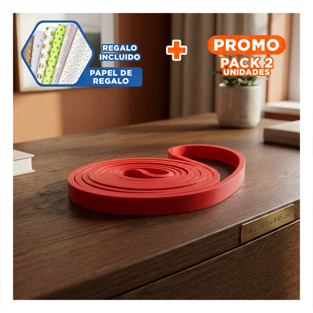 PACK2 TIRA ROJA 7 A 16KG PARA EJERCICIOS FUNCIONALES EN CASA Y+PAPEL REGALO - 1