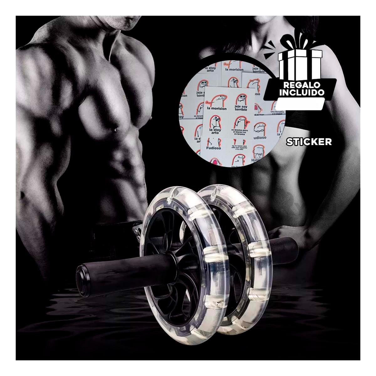 EQUIPO ABDOMINAL TRANSPARENTE CON DOBLE AGARRE PARA MOVIMIENTOS CONTROLADOS Y+REGALO STICKER - 1