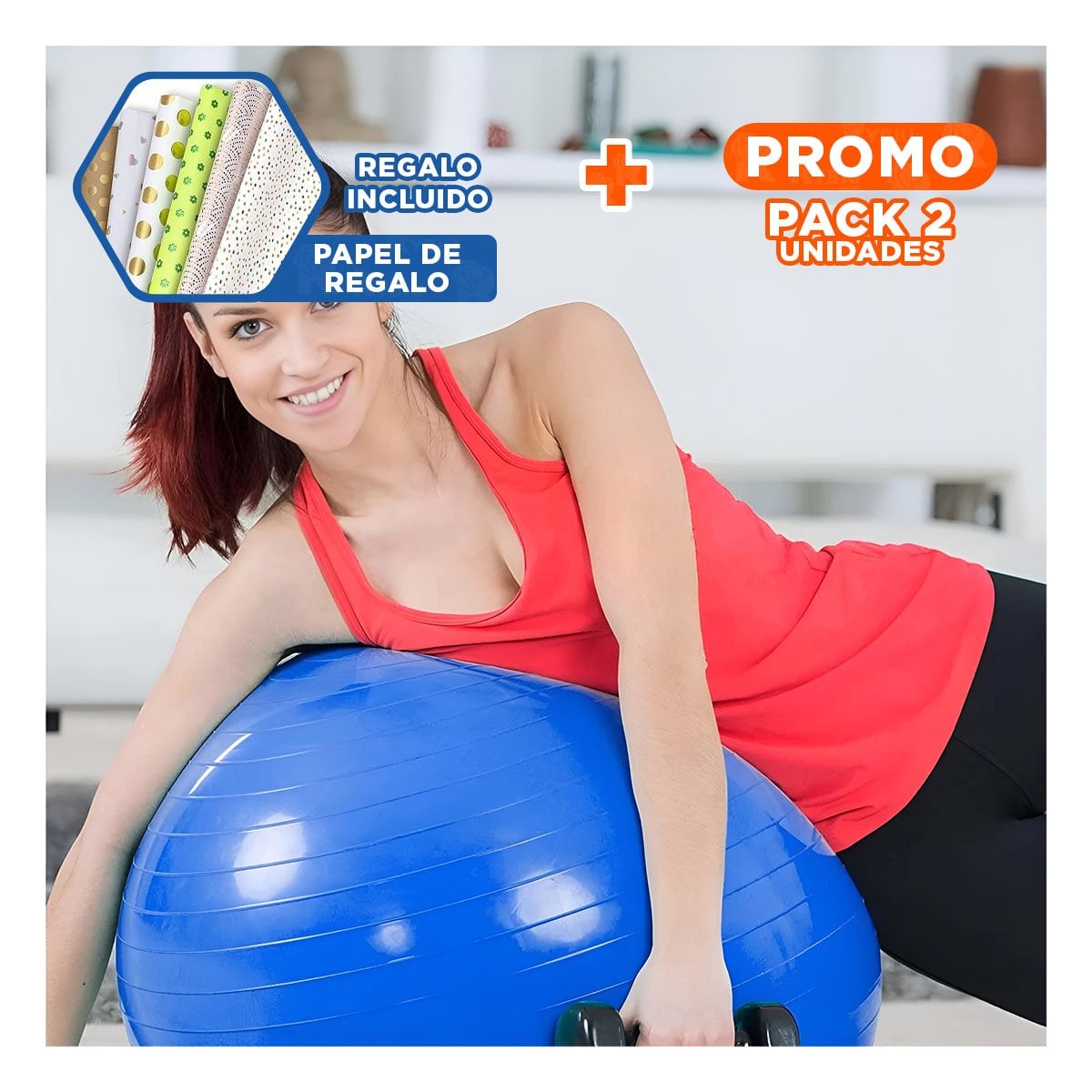 PACK2 BALON AZUL RESISTENTE Y FIRME CON TEXTURA ANTIDESLIZANTE PARA ACTIVIDAD Y+PAPEL REGALO - 1