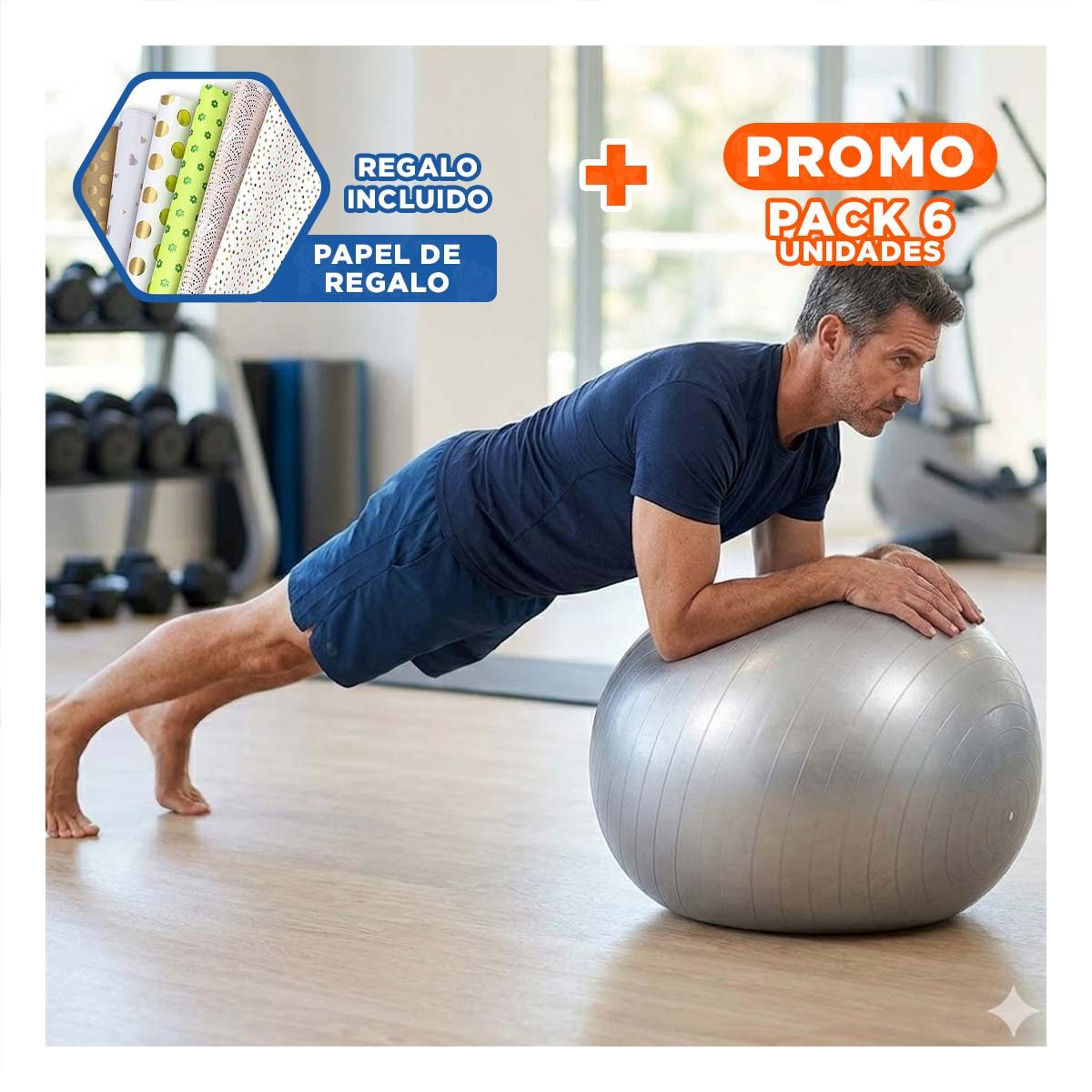 PACK6 CIRCULO DE ENTRENAMIENTO 65CM PLOMO ANTIDESLIZANTE PARA CASA Y+PAPEL REGALO - 1
