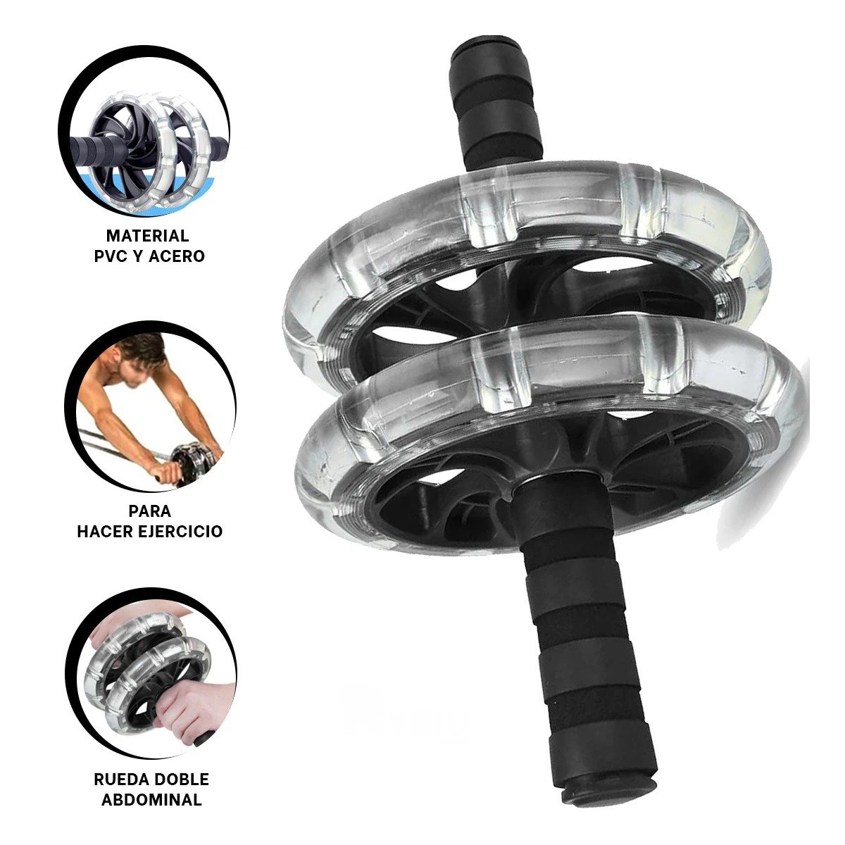 RUEDA ABDOMINAL TRANSPARENTE CON DOBLE SOPORTE PARA ACTIVO - 3