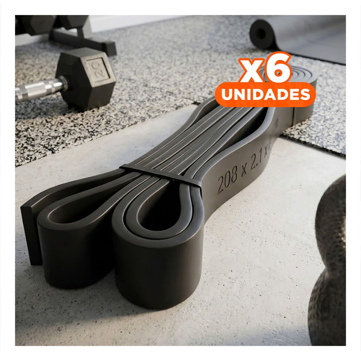 PACK6 EQUIPO DE RESISTENCIA NEGRA 11 A 29KG PARA ENTRENAMIENTO FUNCIONAL Y+REGALO STICKER - 1