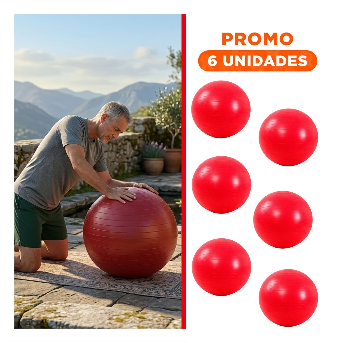 PACK6 CIRCULO FITNESS 65CM ROJO PROFESIONAL PARA ENTRENAMIENTO - 1