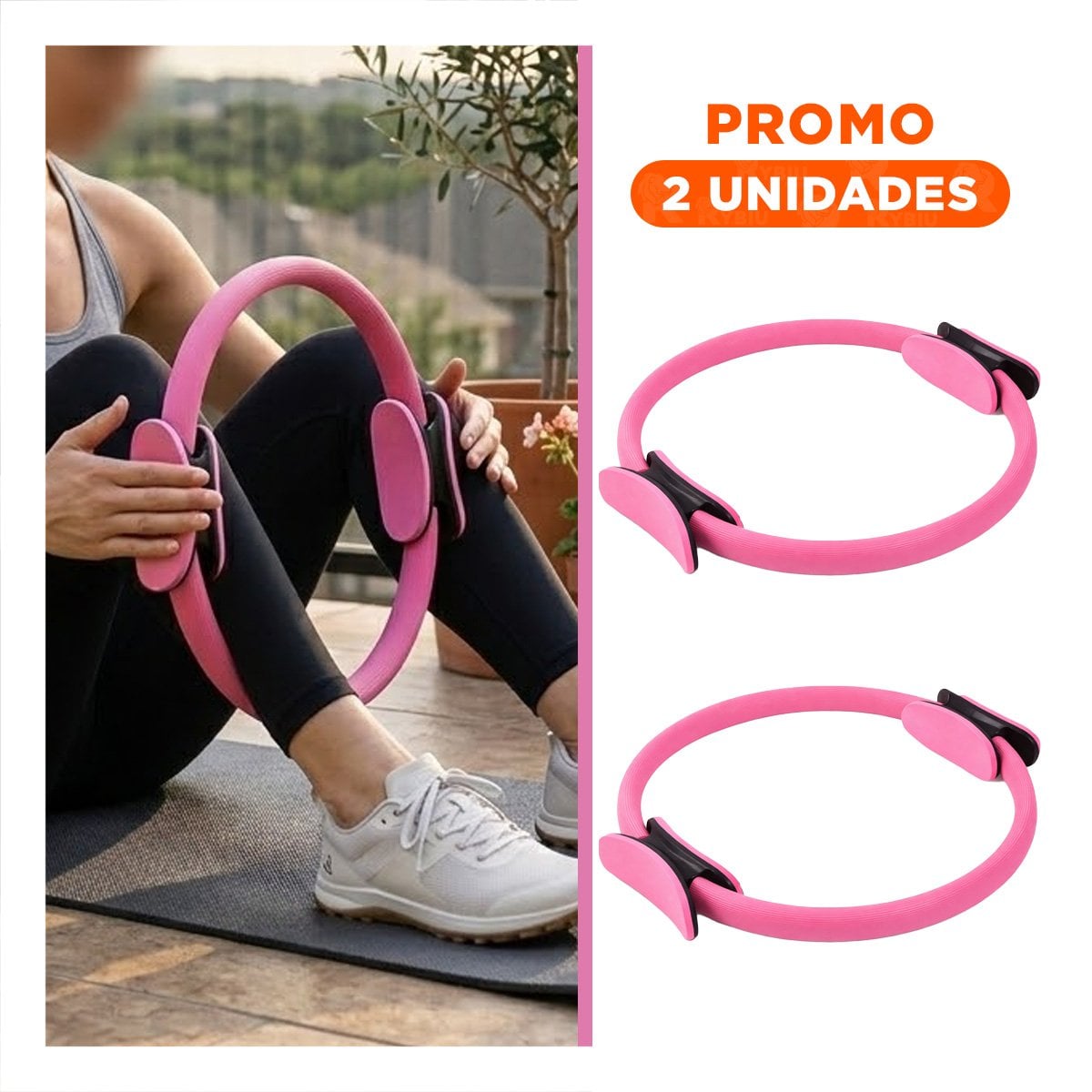 PACK2 ANILLO PILATES 40 CM ROSADO PARA ESTIRAMIENTO Y TONIFICACION - 1