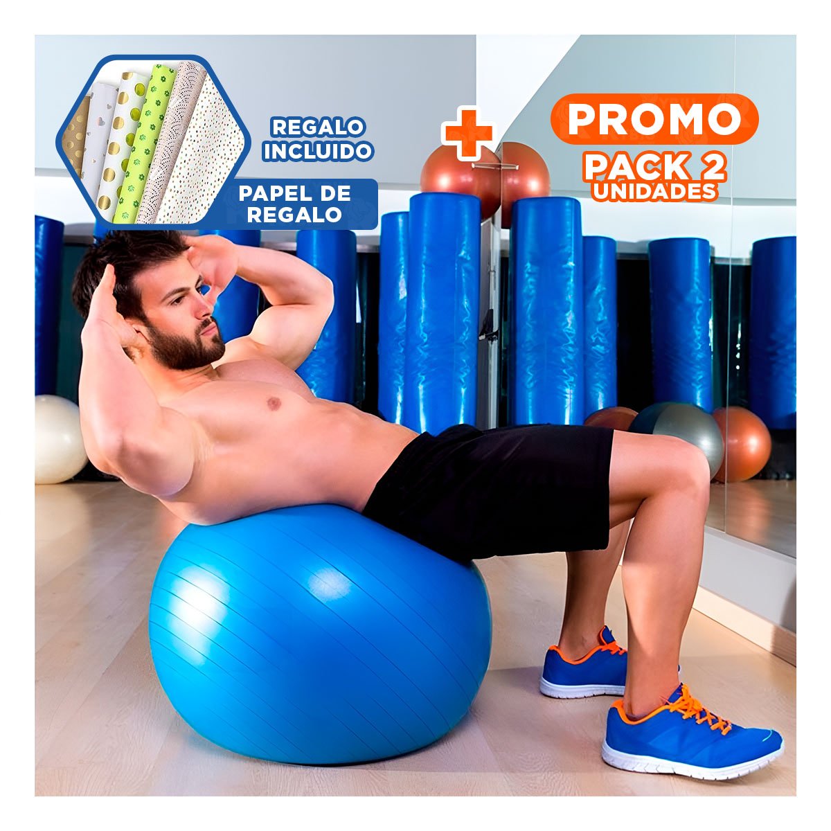 PACK2 BALON BALANCE ESTABLE Y SEGURO CON MATERIAL ANTIDESLIZANTE Y+PAPEL REGALO - 1