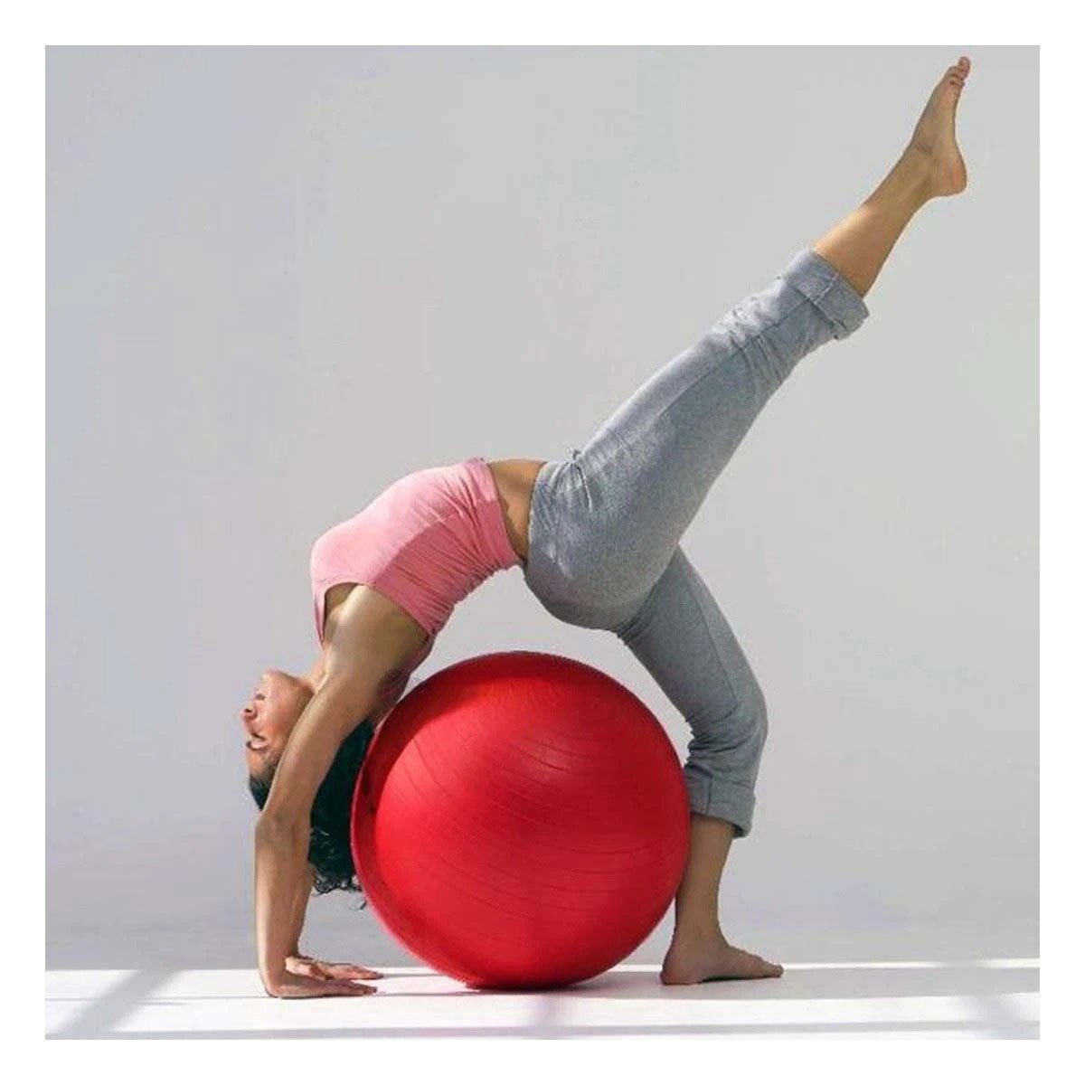 PACK2 PELOTON DE YOGA 65CM ROJO ANTIDESLIZANTE PARA ENTRENAMIENTO Y+PAPEL REGALO - 5