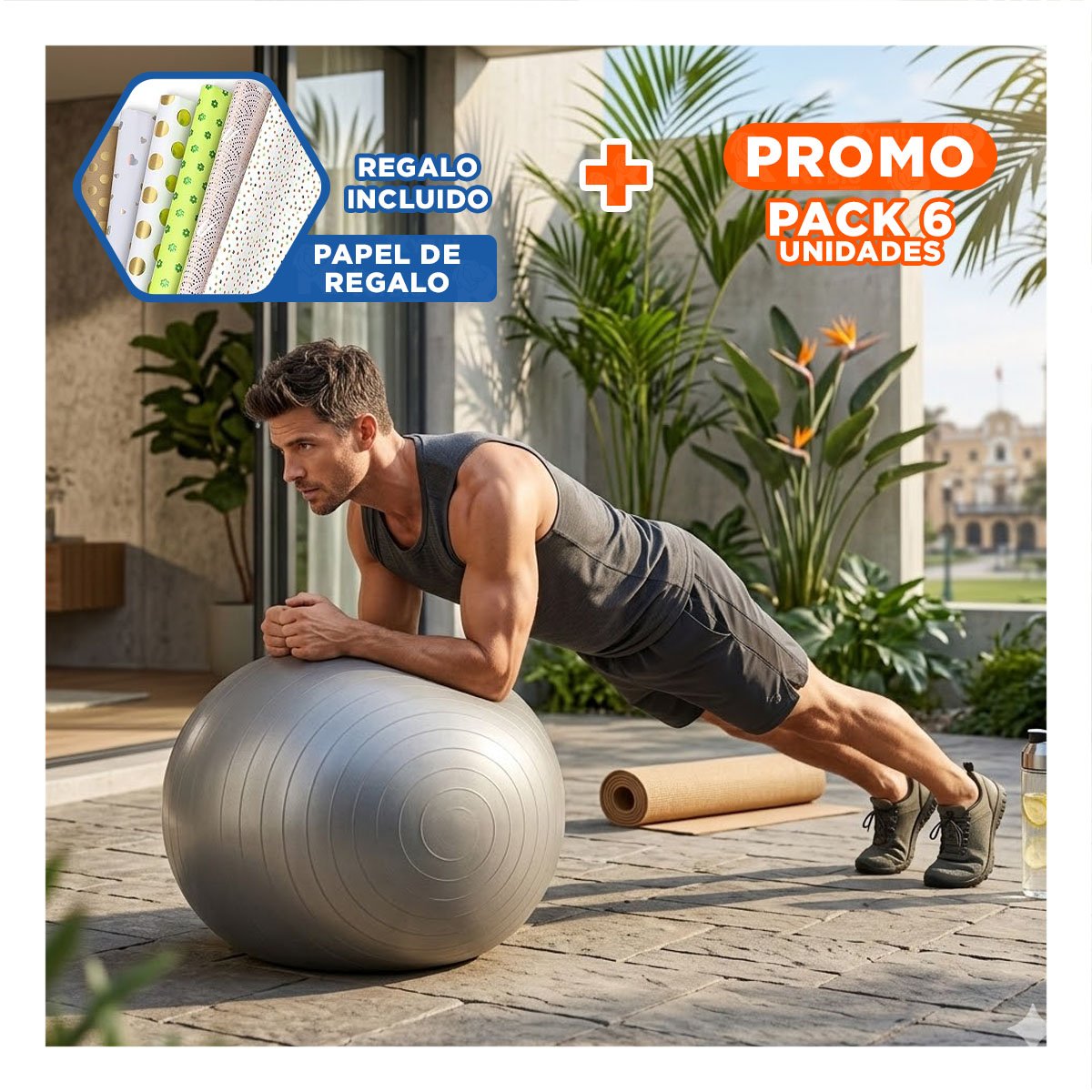 PACK6 CIRCULO DE ENTRENAMIENTO 75CM PLOMO ANTIDESLIZANTE PARA CASA Y+PAPEL REGALO - 1