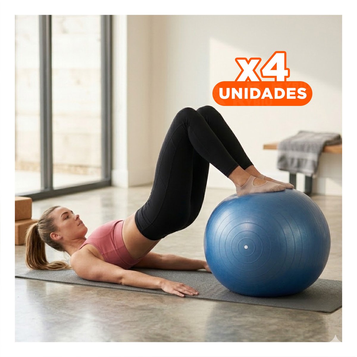 PACK4 PELOTON DE PILATES 75CM AZUL GRUESO PARA CORE - 1
