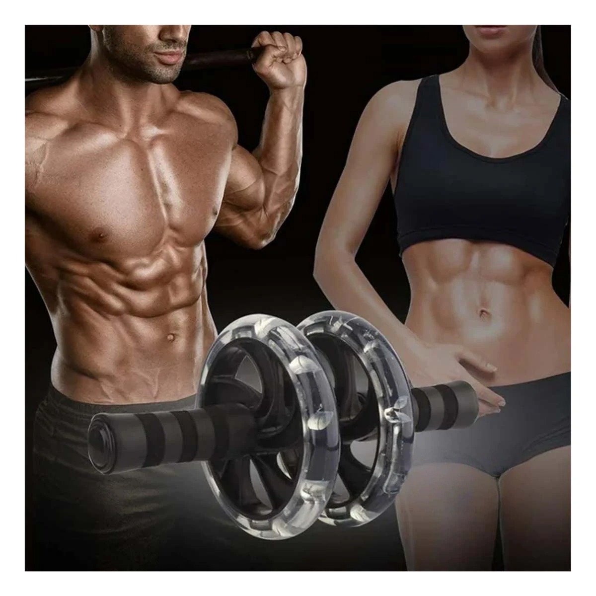PACK2 RUEDA GYM DOBLE ABDOMINAL TRANSPARENTE PARA EJERCICIOS DIARIOS Y+PAPEL REGALO - 2