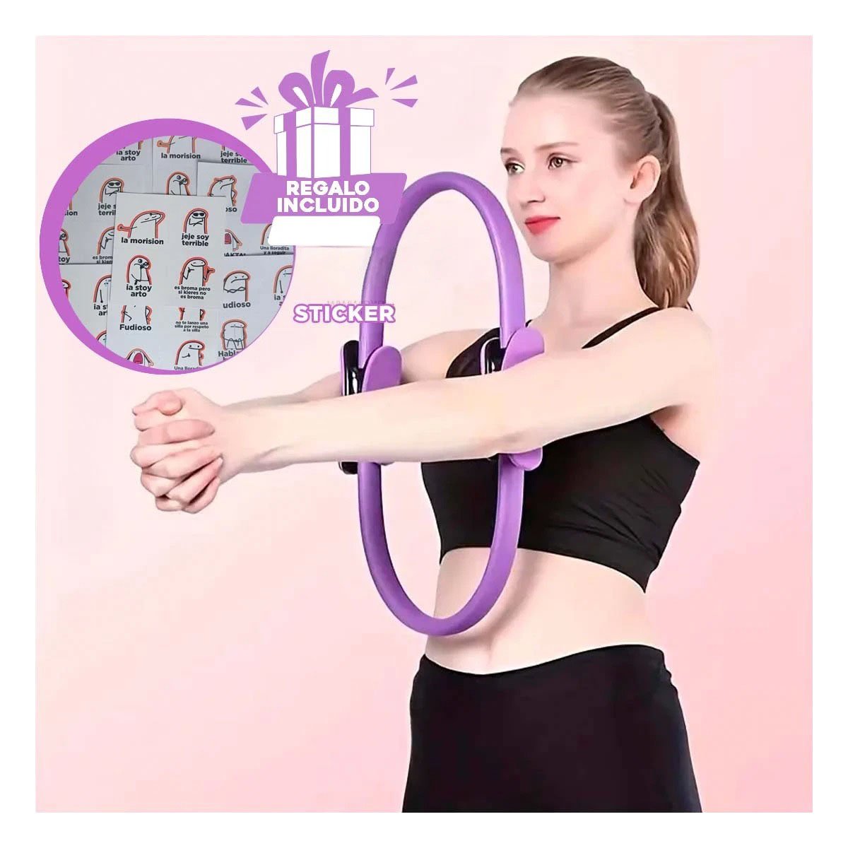 BALON ESTABILIDAD 55 CM MORADO PARA TONIFICAR BRAZOS PIERNAS Y ABDOMEN FACIL Y+REGALO STICKER - 1