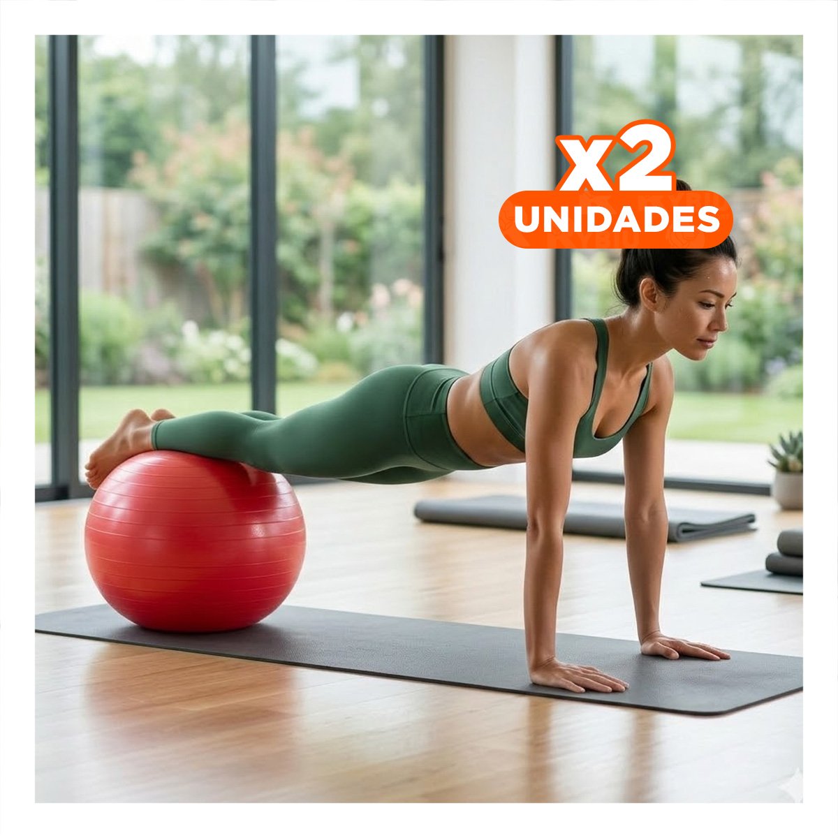 PACK2 PELOTON FITNESS 65CM ROJO PROFESIONAL PARA GIMNASIO Y+REGALO STICKER - 1