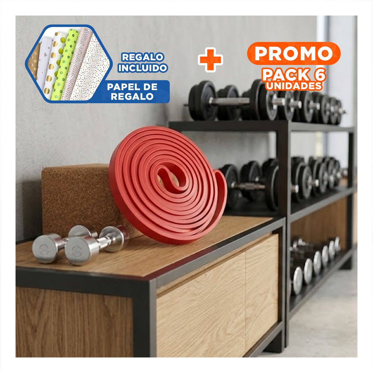 PACK6 ARTICULO DEPORTIVO ROJO 7 A 16KG PARA CALISTENIA Y TONIFICACION Y+PAPEL REGALO - 1
