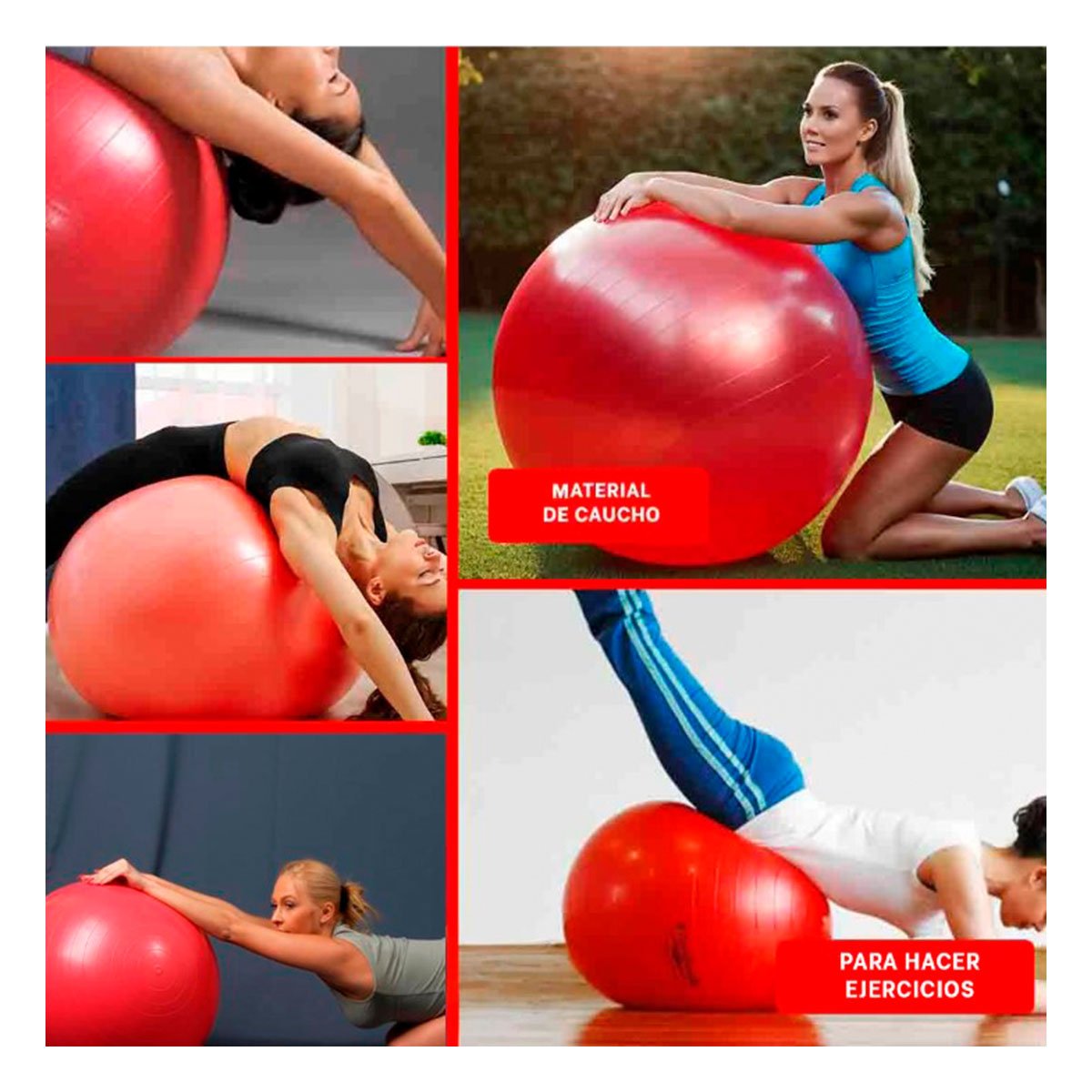 ESFERA DE PILATES 75CM ROJO GRUESA PARA FLEXIBILIDAD Y+POST IT - 5