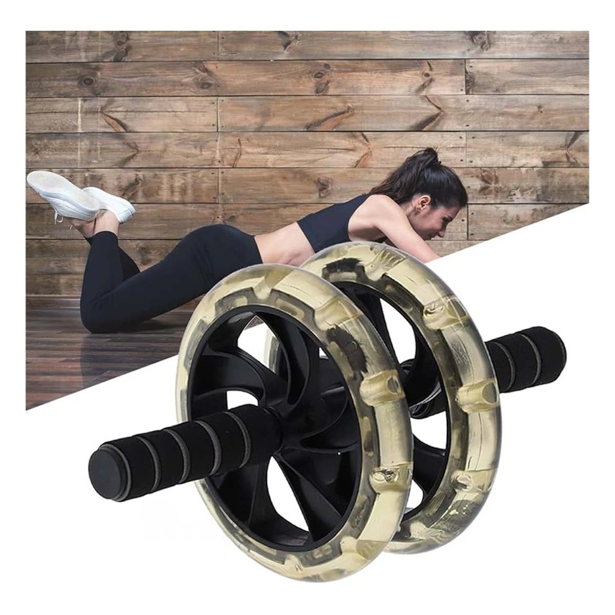 RODILLO ABDOMINAL TRANSPARENTE CON DOBLE FUNCIONALIDAD PARA ENTRENAMIENTO Y+PAPEL REGALO - 3