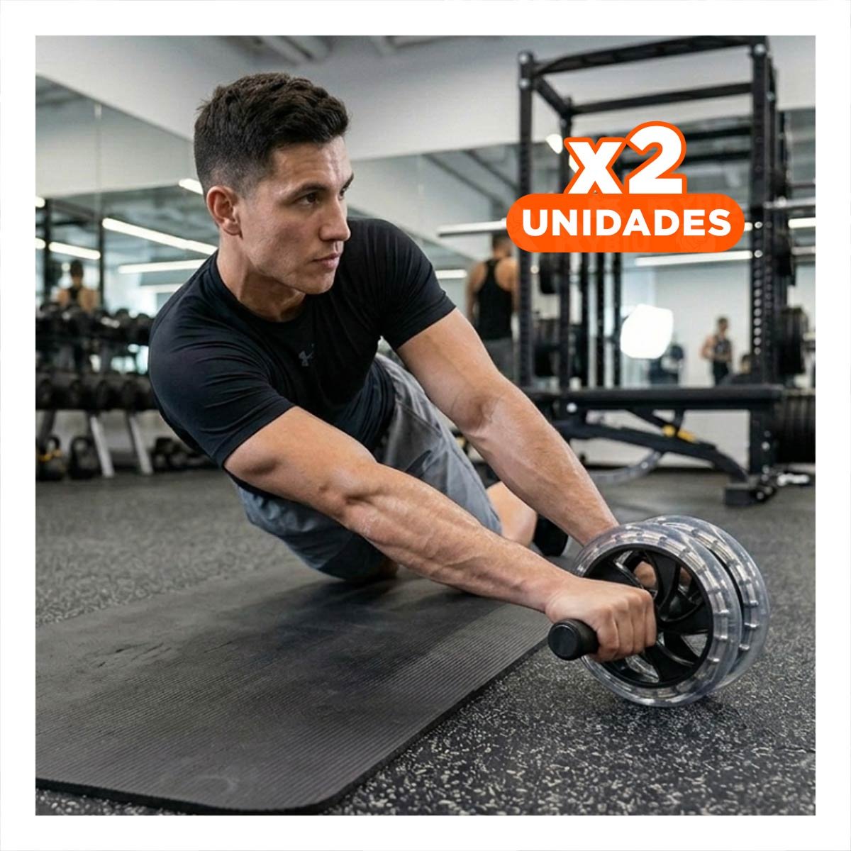 PACK2 RODILLO GYM DOBLE ABDOMINAL TRANSPARENTE PARA FIRME Y+REGALO STICKER - 1