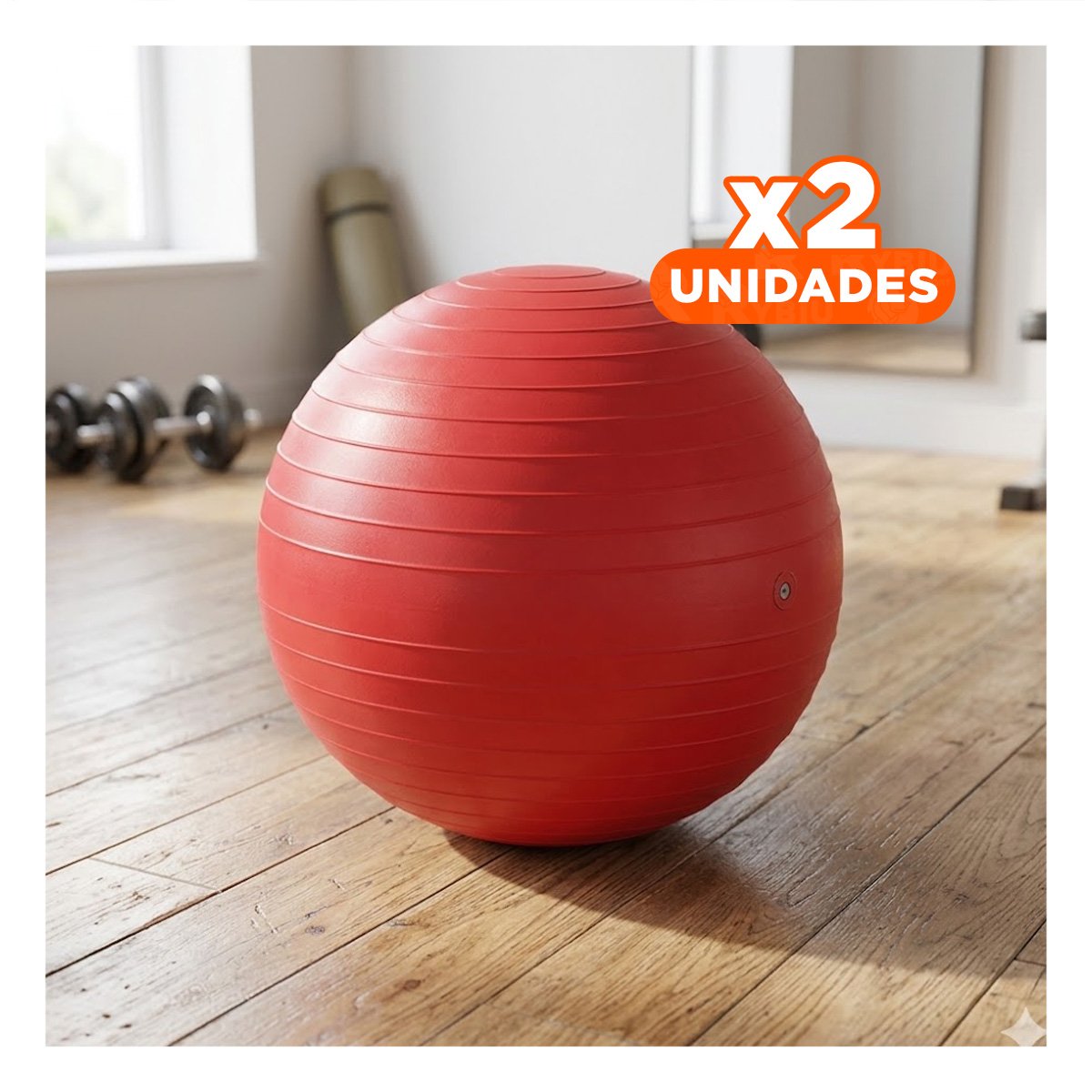PACK2 PELOTON FITNESS 75CM ROJO PROFESIONAL PARA GIMNASIO Y+REGALO STICKER - 1
