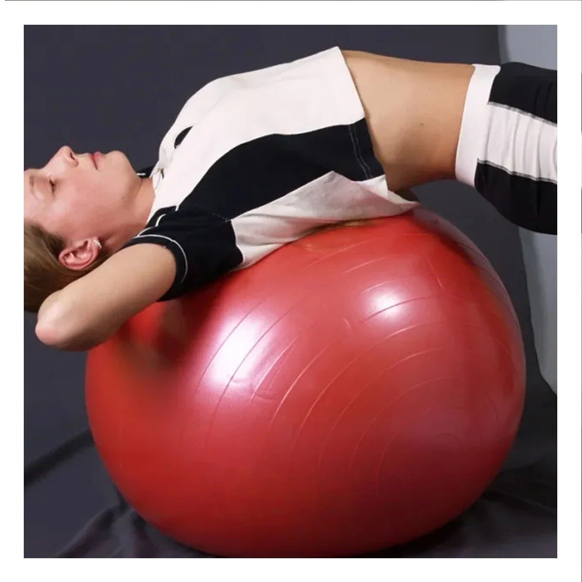PACK2 PELOTON FITNESS 75CM ROJO PROFESIONAL PARA GIMNASIO Y+REGALO STICKER - 3