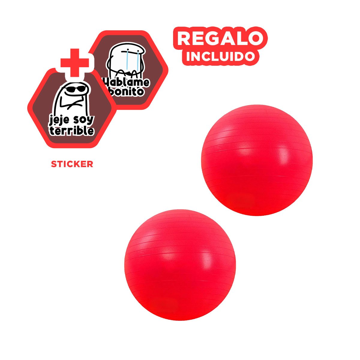 ESFERA FITNESS 65CM ROJO ANTIDESLIZANTE PARA PILATES Y+REGALO STICKER - 1