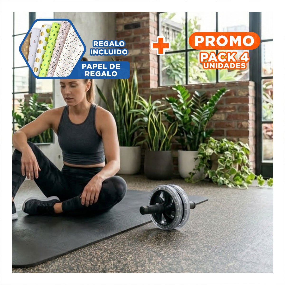 PACK4 APARATO GYM DOBLE ABDOMINAL TRANSPARENTE PARA EJERCICIOS COMPLETOS Y+PAPEL REGALO - 1