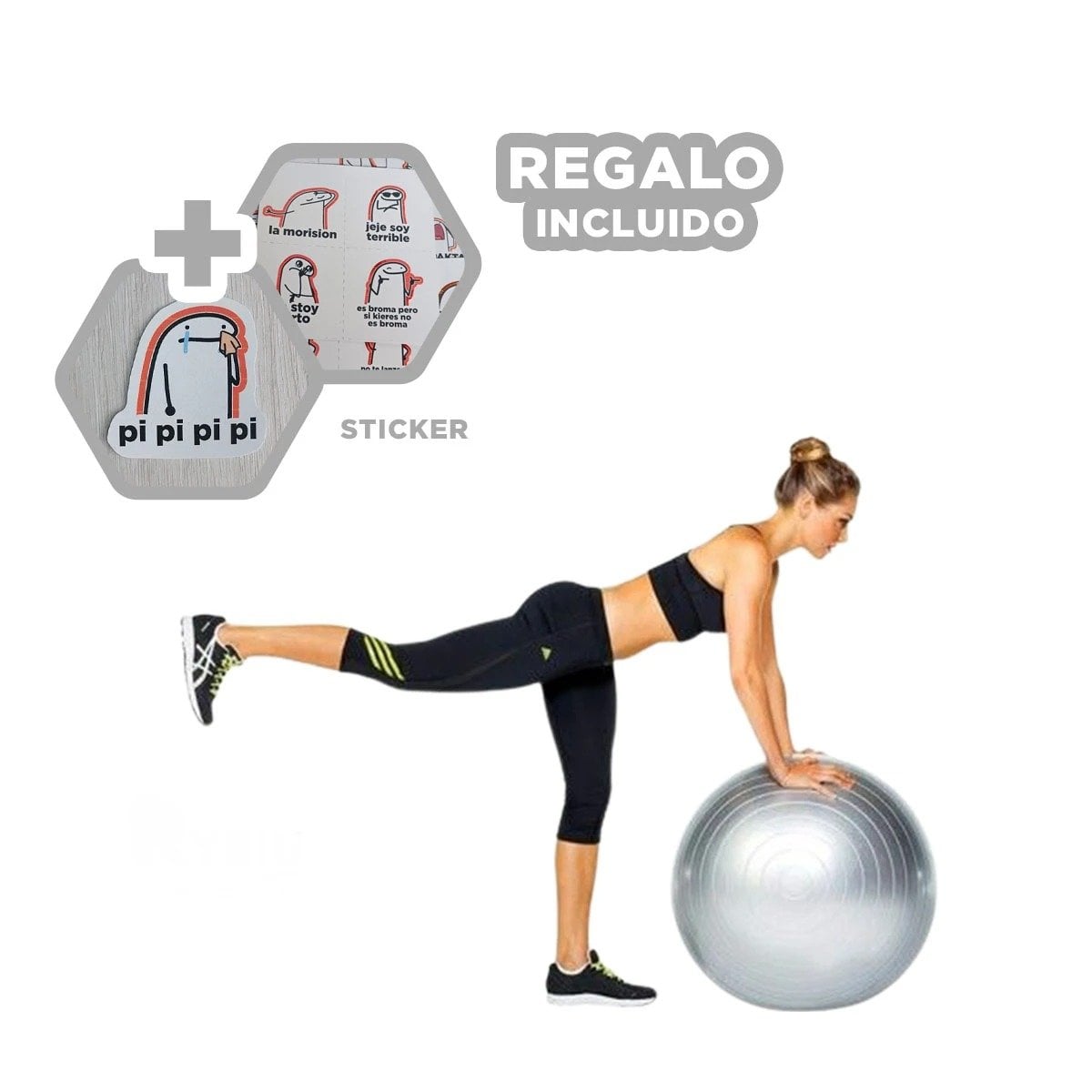 ESFERA FITNESS 75CM PLOMO ANTIDESLIZANTE PARA PILATES Y+REGALO STICKER - 1