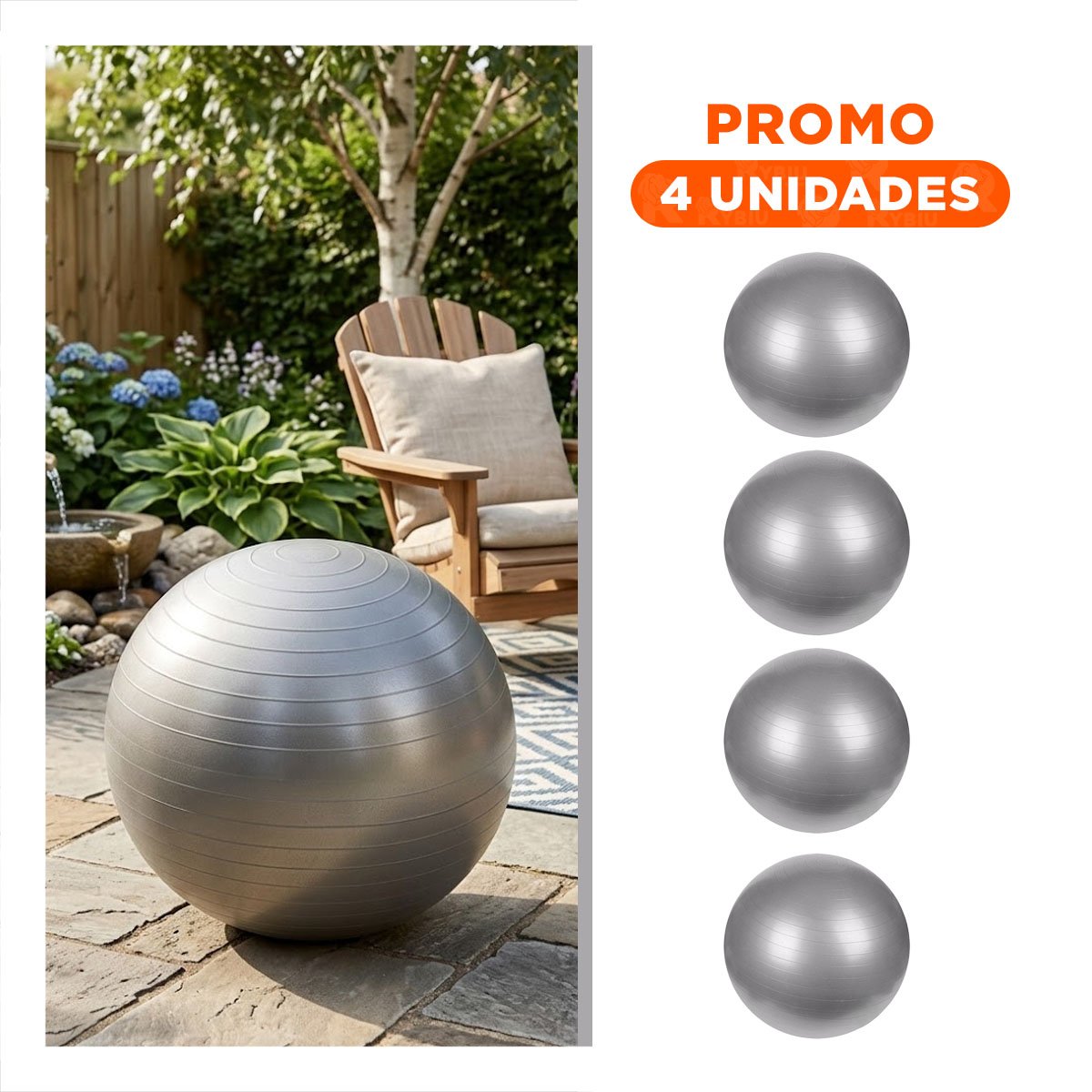 PACK4 PELOTON DE EJERCICIO 65CM PLOMO RESISTENTE PARA RUTINAS Y+REGALO STICKER - 1