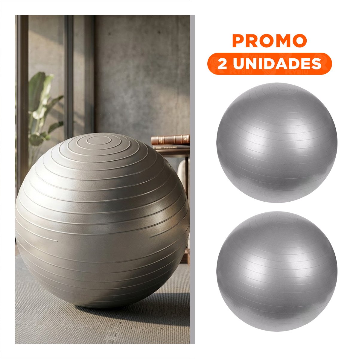 PACK2 ESFERA DE EJERCICIO 65CM PLOMO TEXTURIZADA PARA CASA - 1