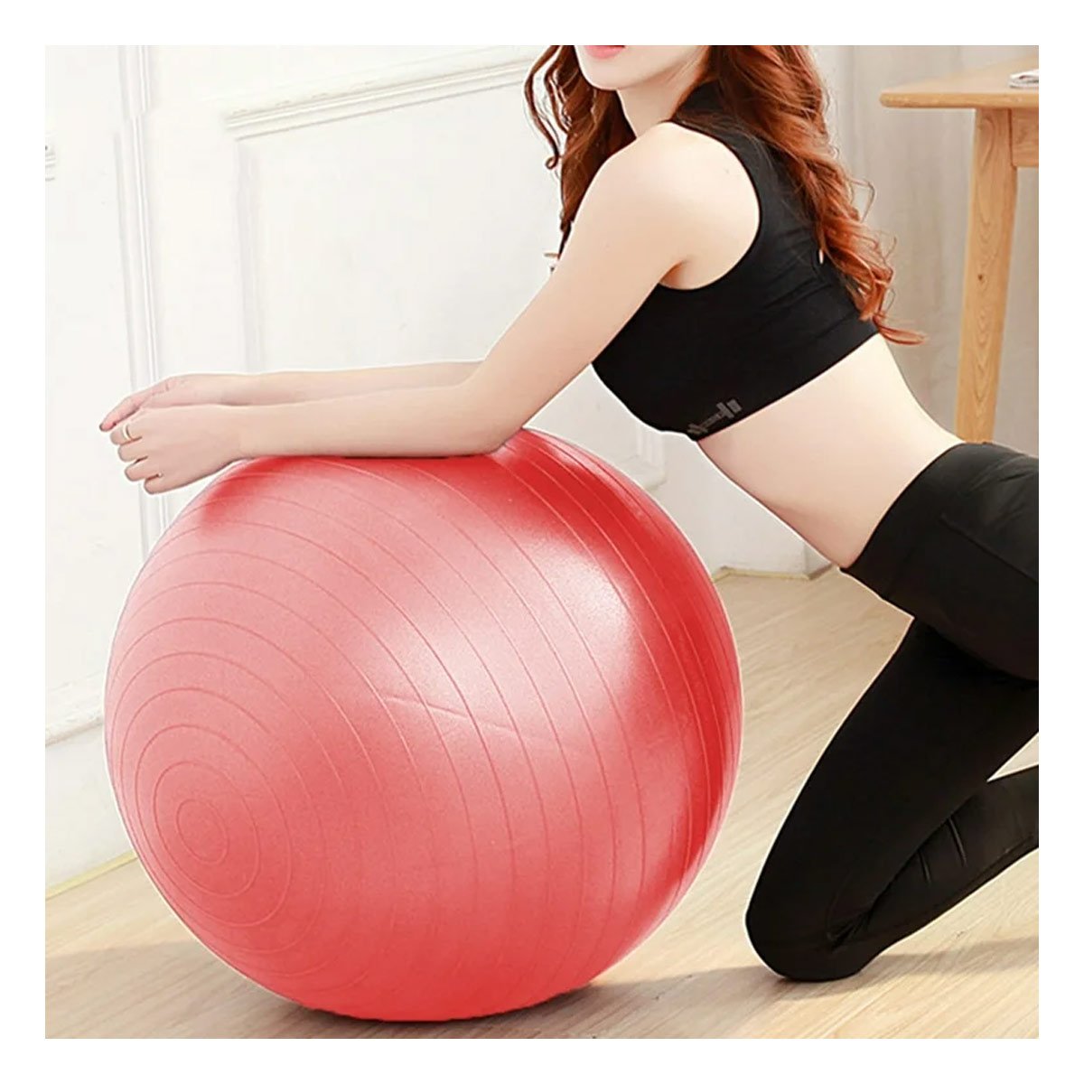 BOLA DE EJERCICIO 65CM ROJO DURADERA PARA CORE - 2