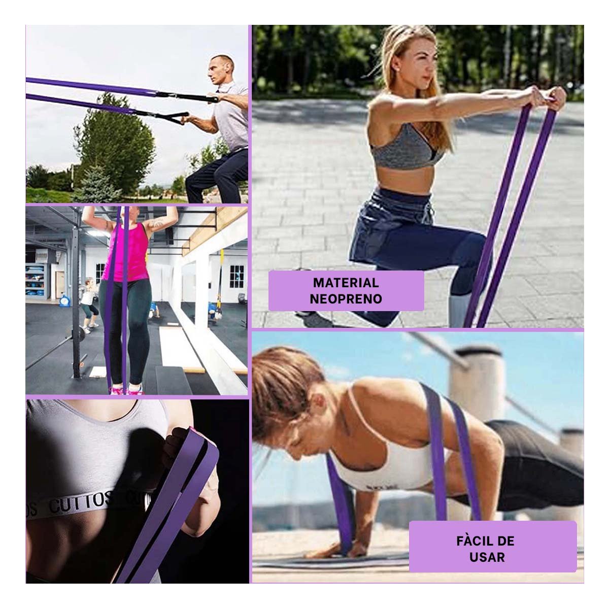 PACK4 ACCESORIO FITNESS MORADO 16 A 39KG PARA CALISTENIA EN CASA Y+REGALO STICKER - 2