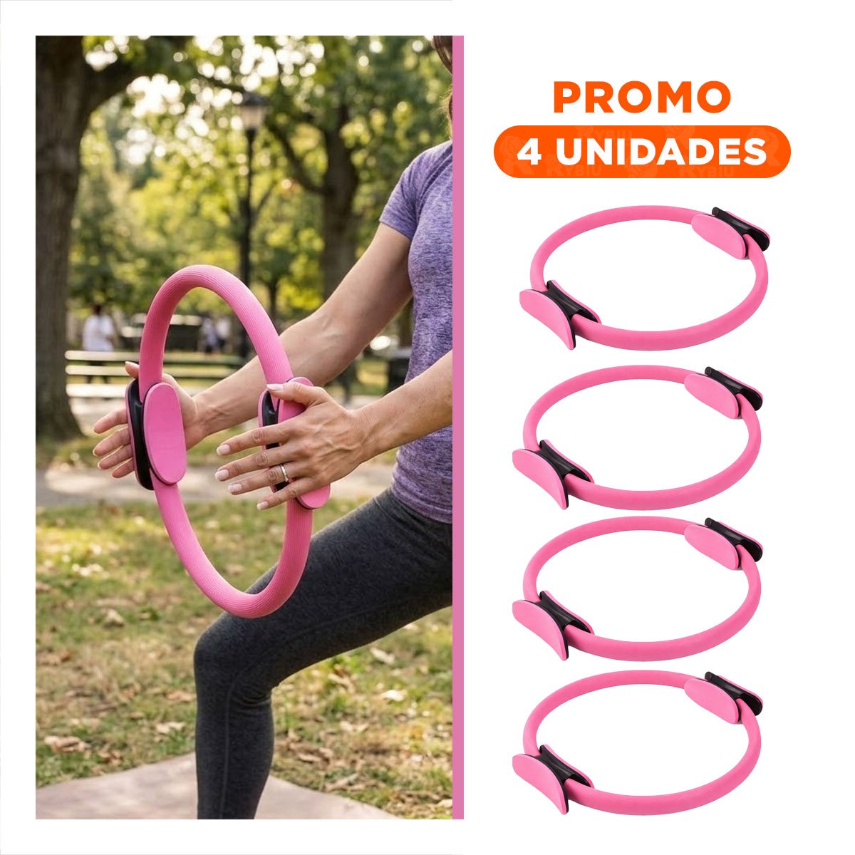PACK4 RUEDA PILATES 40 CM ROSADO PARA ENTRENAMIENTO DE CUERPO Y POSTURA Y+REGALO STICKER - 1