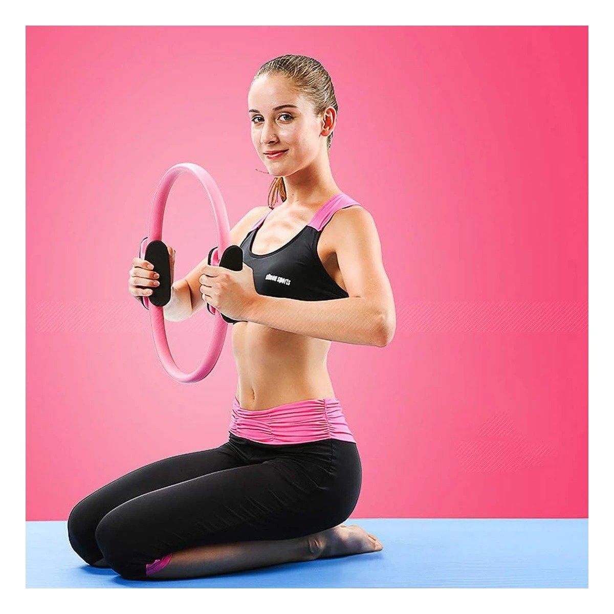 PACK4 RUEDA PILATES 40 CM ROSADO PARA ENTRENAMIENTO DE CUERPO Y POSTURA Y+REGALO STICKER - 5