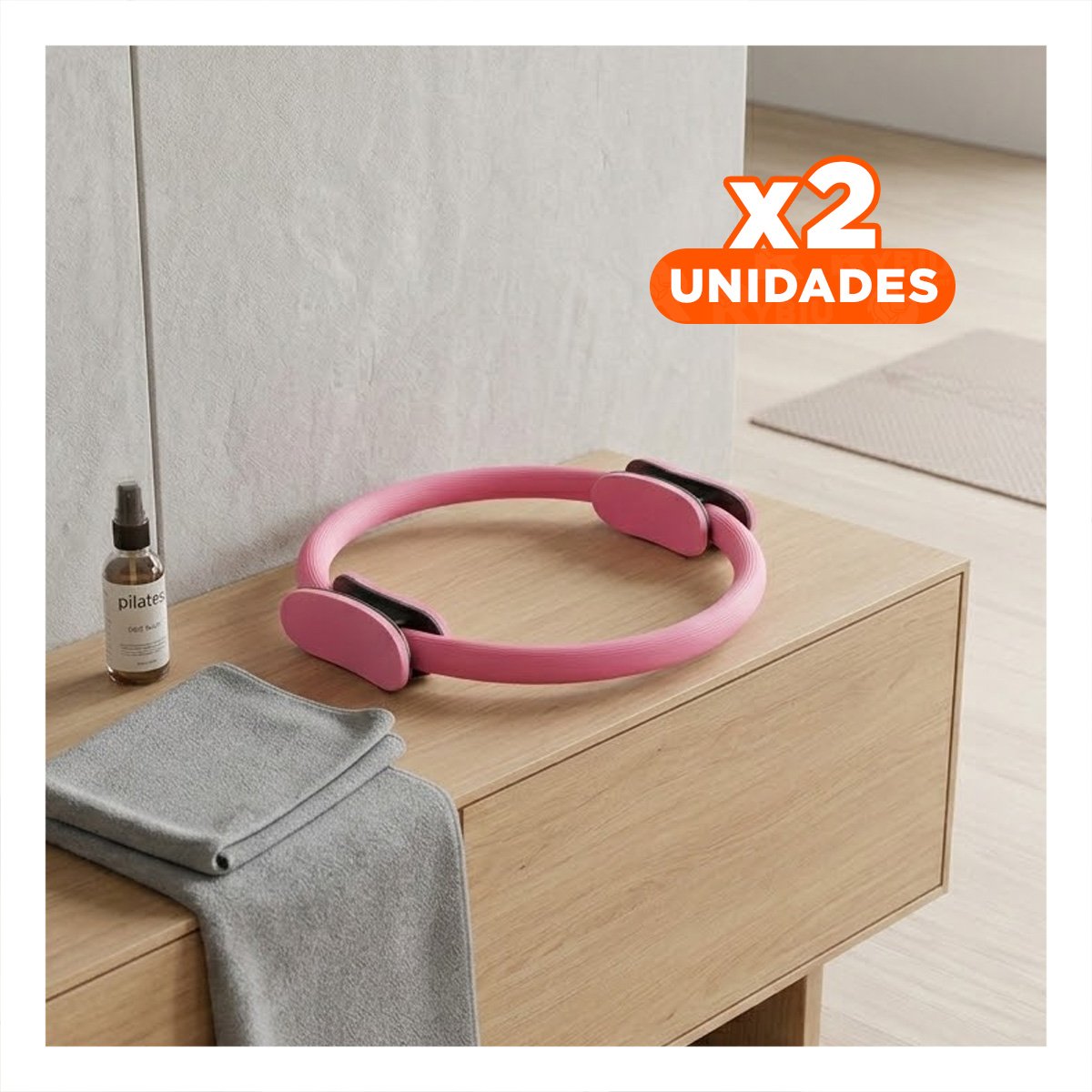 PACK2 ARO PILATES 40 CM ROSADO PARA MEJORAR FLEXIBILIDAD Y FUERZA Y+REGALO STICKER - 1