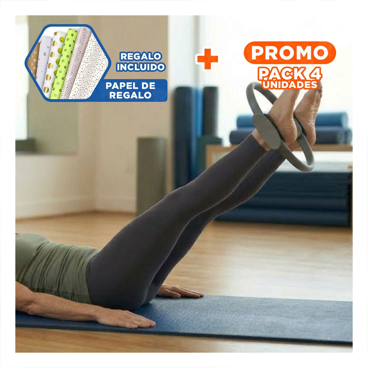PACK4 ARO PILATES 40 CM NEGRO PARA TONIFICAR CUERPO COMPLETO Y MEJORAR POSTURA Y+PAPEL REGALO - 1