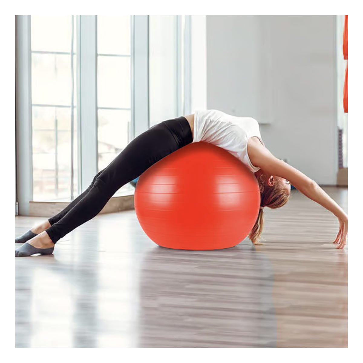 PACK4 PELOTON DE PILATES 65CM ROJO GRUESO PARA CORE Y+PAPEL REGALO - 5