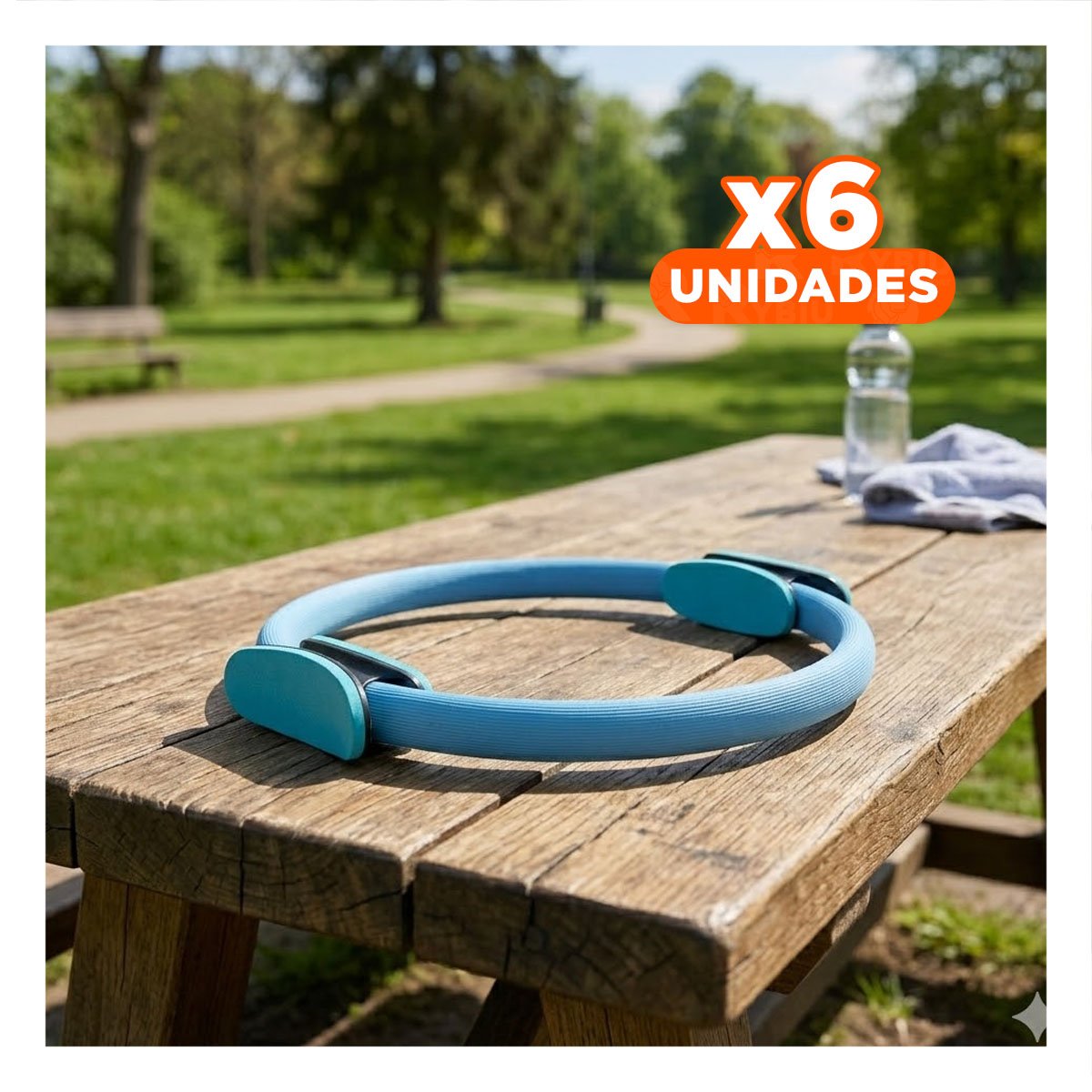 PACK6 ARO PILATES 40 CM CELESTE PARA USAR EN CASA Y MEJORAR EQUILIBRIO Y+REGALO STICKER - 1